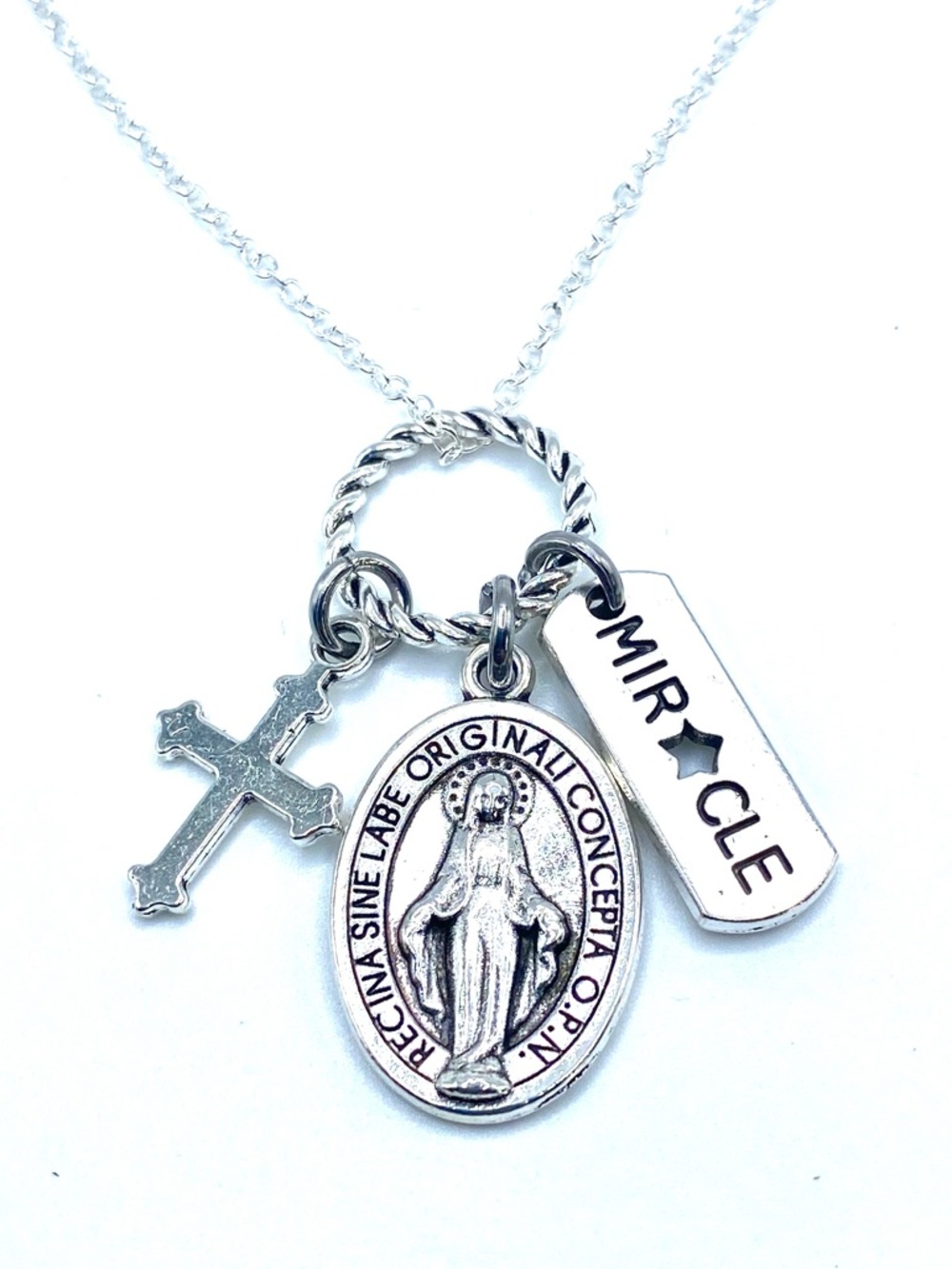 Miraculous Medal Charm Necklace Catholic Christian Religious